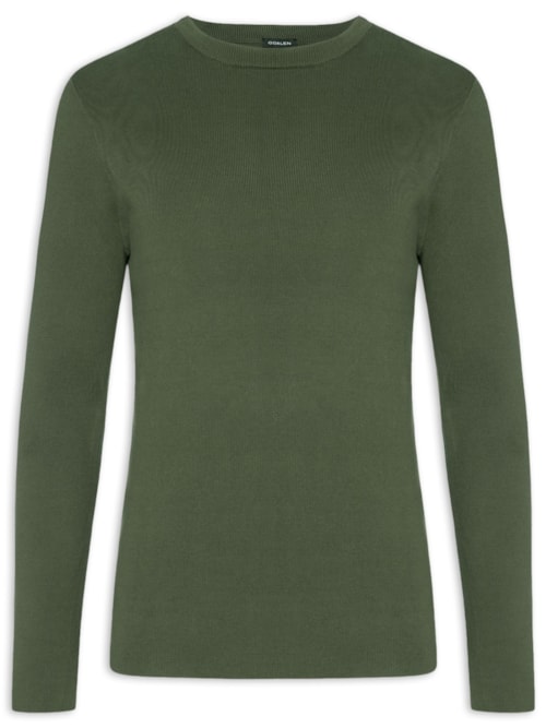Suéter Masculino Tricot Manga Longa Over Solid Cotton - Verde