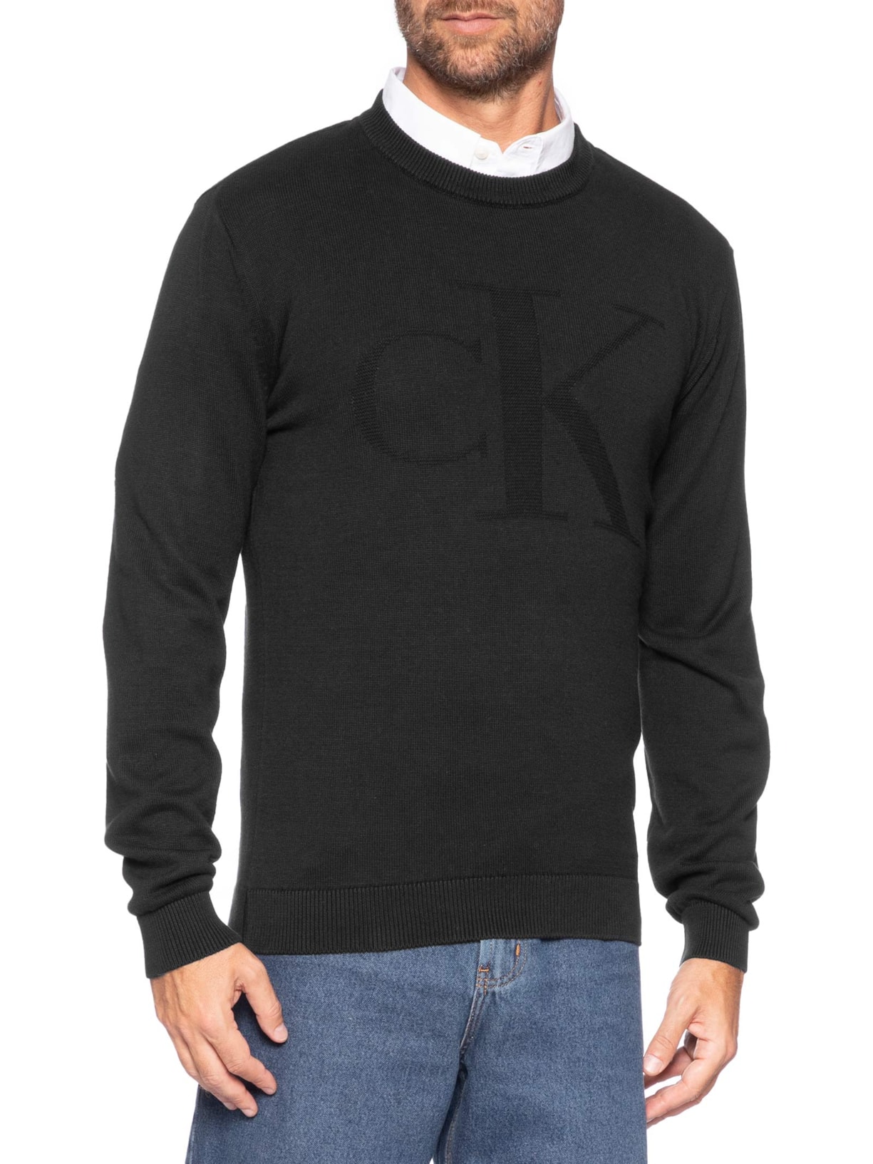 Suéter Masculino Tricot Maxi Preto Calvin Klein Jeans