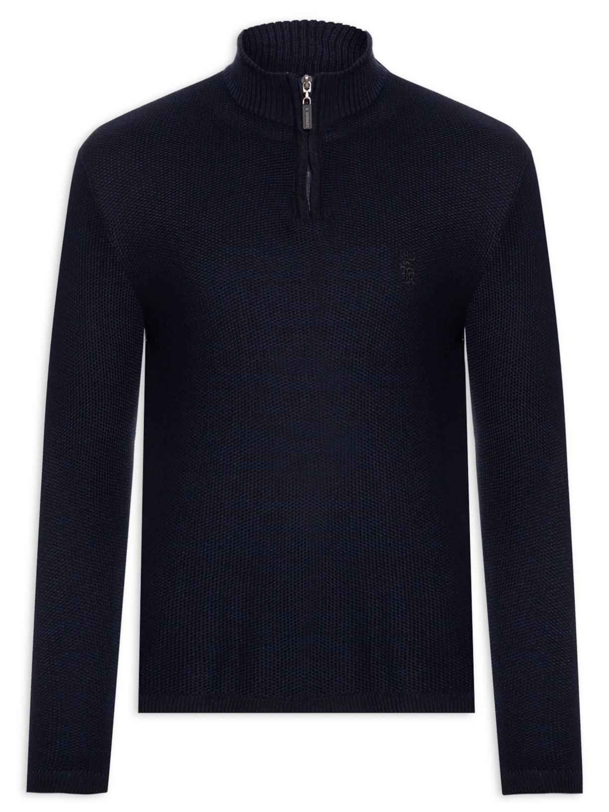 Suéter Masculino Tricot Meio Ziper Classic - Azul