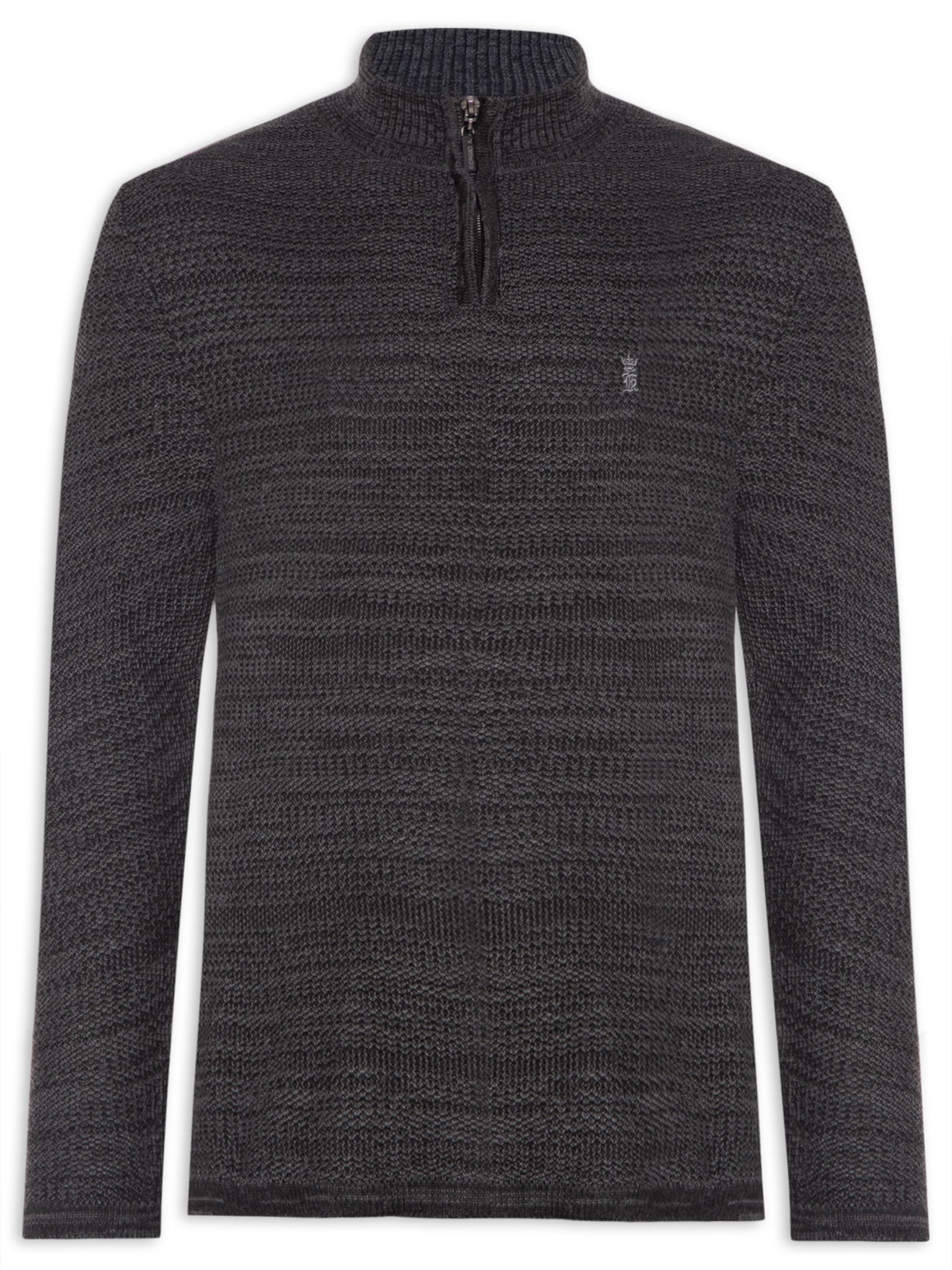 Suéter Masculino Tricot Meio Ziper Classic - Cinza