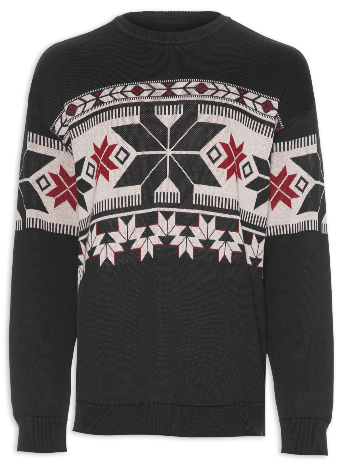 Suéter Masculino Tricot Over Cristal Manga Longa - Preto