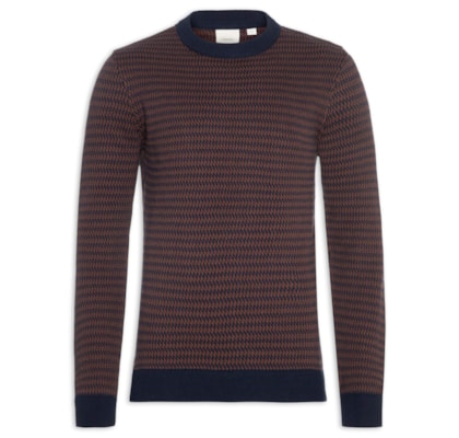 Suéter Masculino Tricot Pied De Poule - Azul