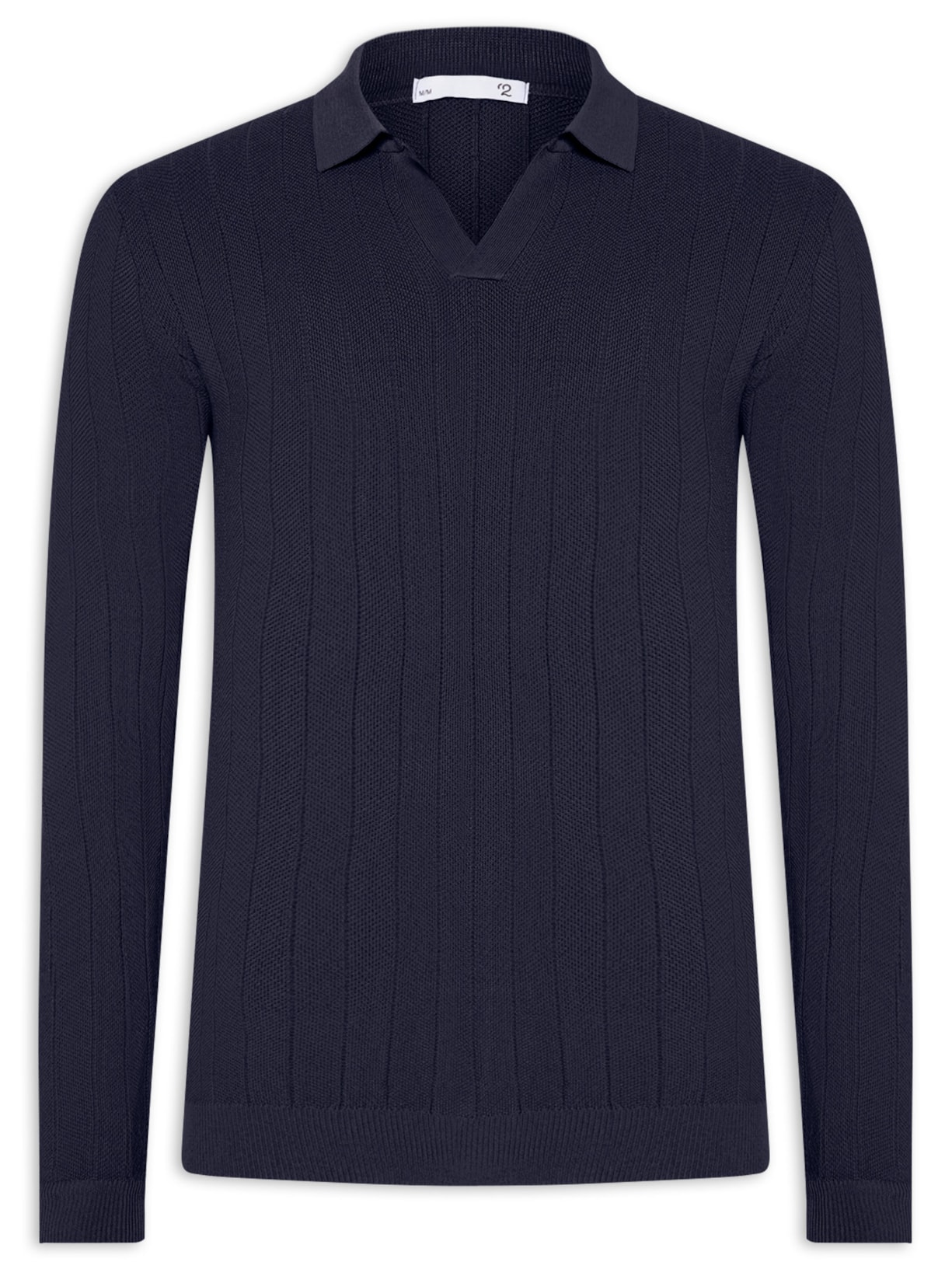 Suéter Masculino Tricot Polo Com Textura - Azul