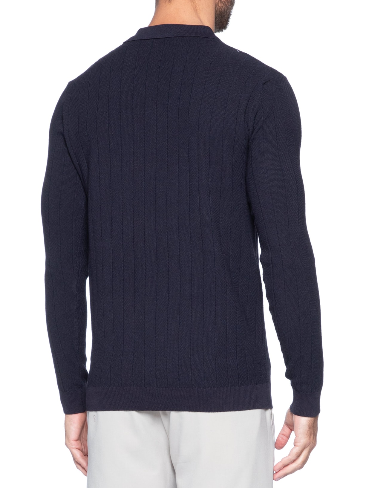 Suéter Masculino Tricot Polo Com Textura Azul '2 Essential