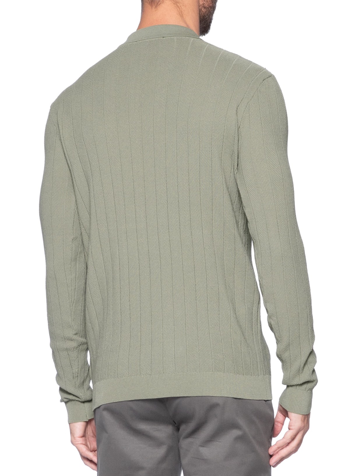 Suéter Masculino Tricot Polo Com Textura Verde '2 Essential