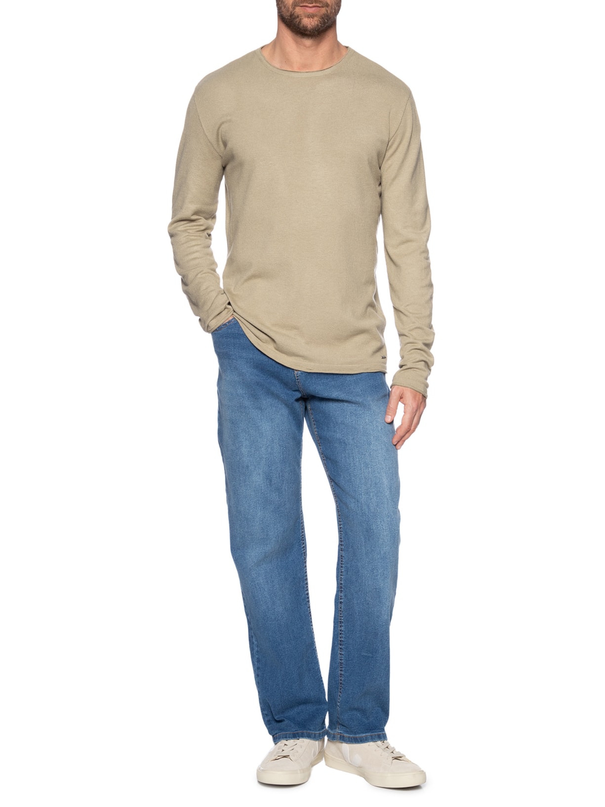 Suéter Masculino Tricot Pull Bege Zapalla