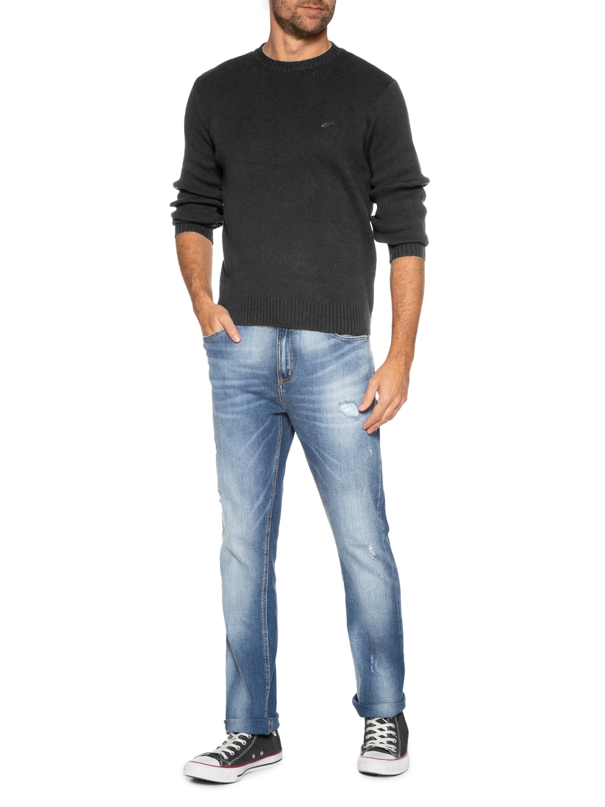Suéter Masculino Tricot Rib Heavy Preto Ellus