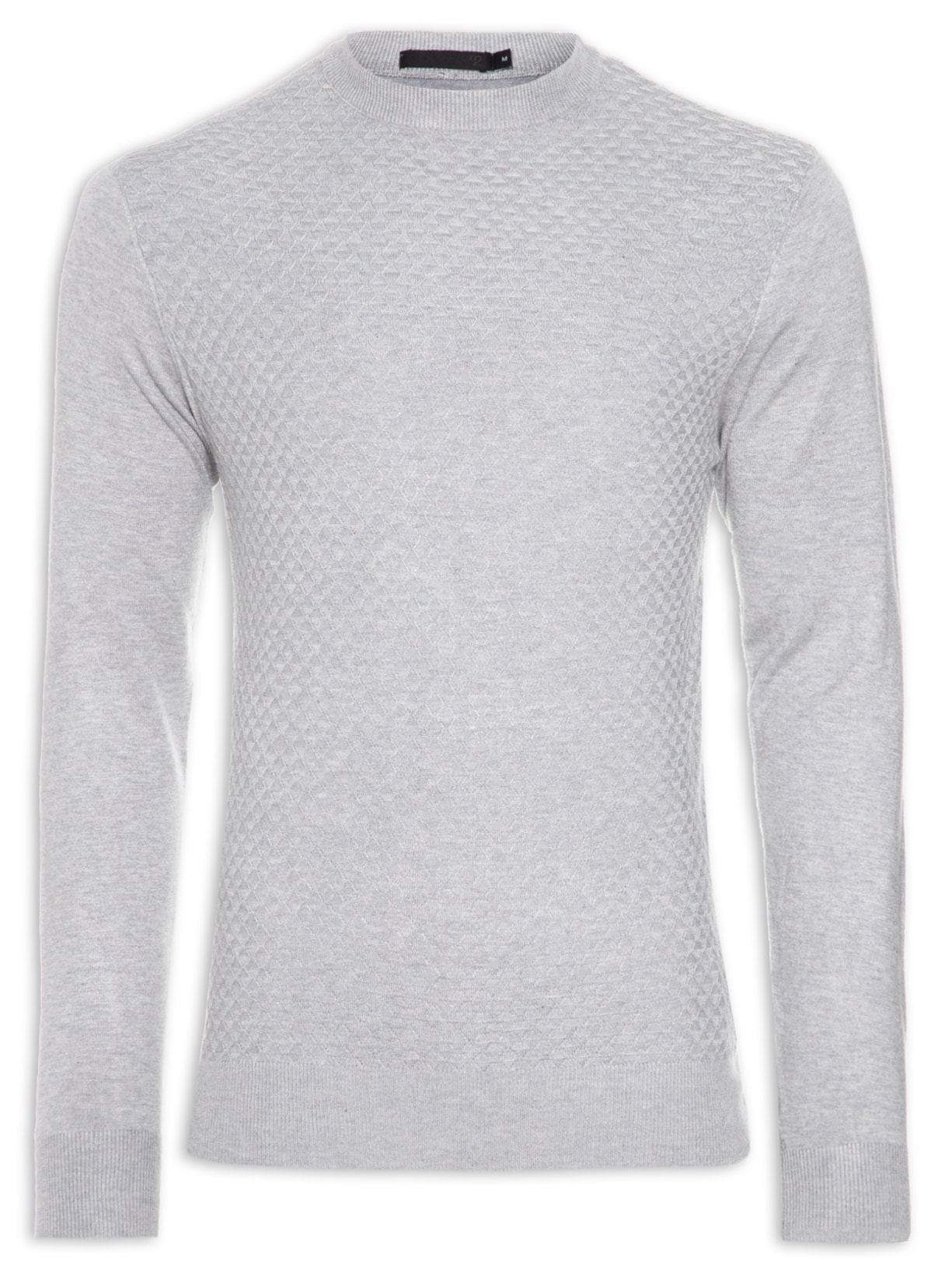 Suéter Masculino Tricot Textura - Cinza