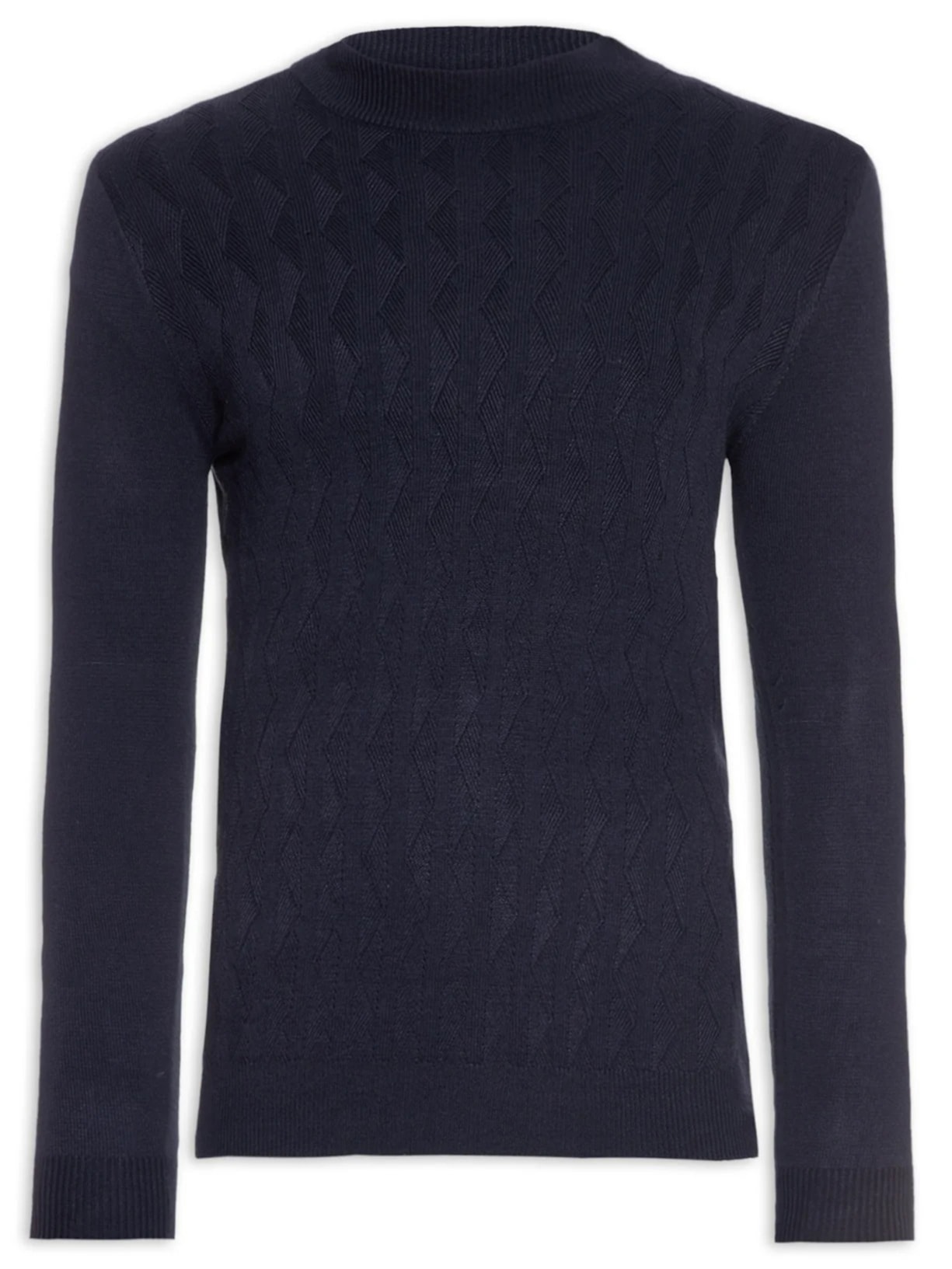 Suéter Masculino Tricot Textura Gola Alta Azul '2 Essential