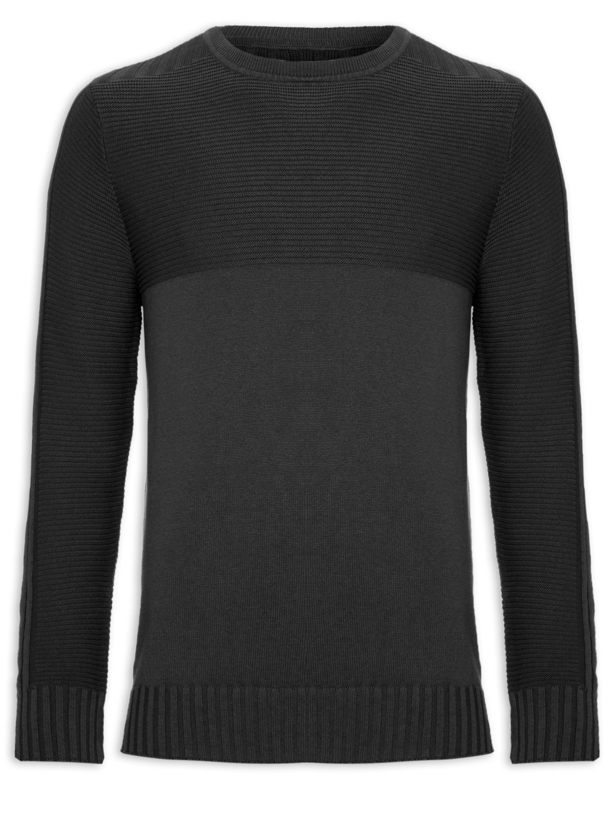 Suéter Masculino Tricot Texturas - Preto