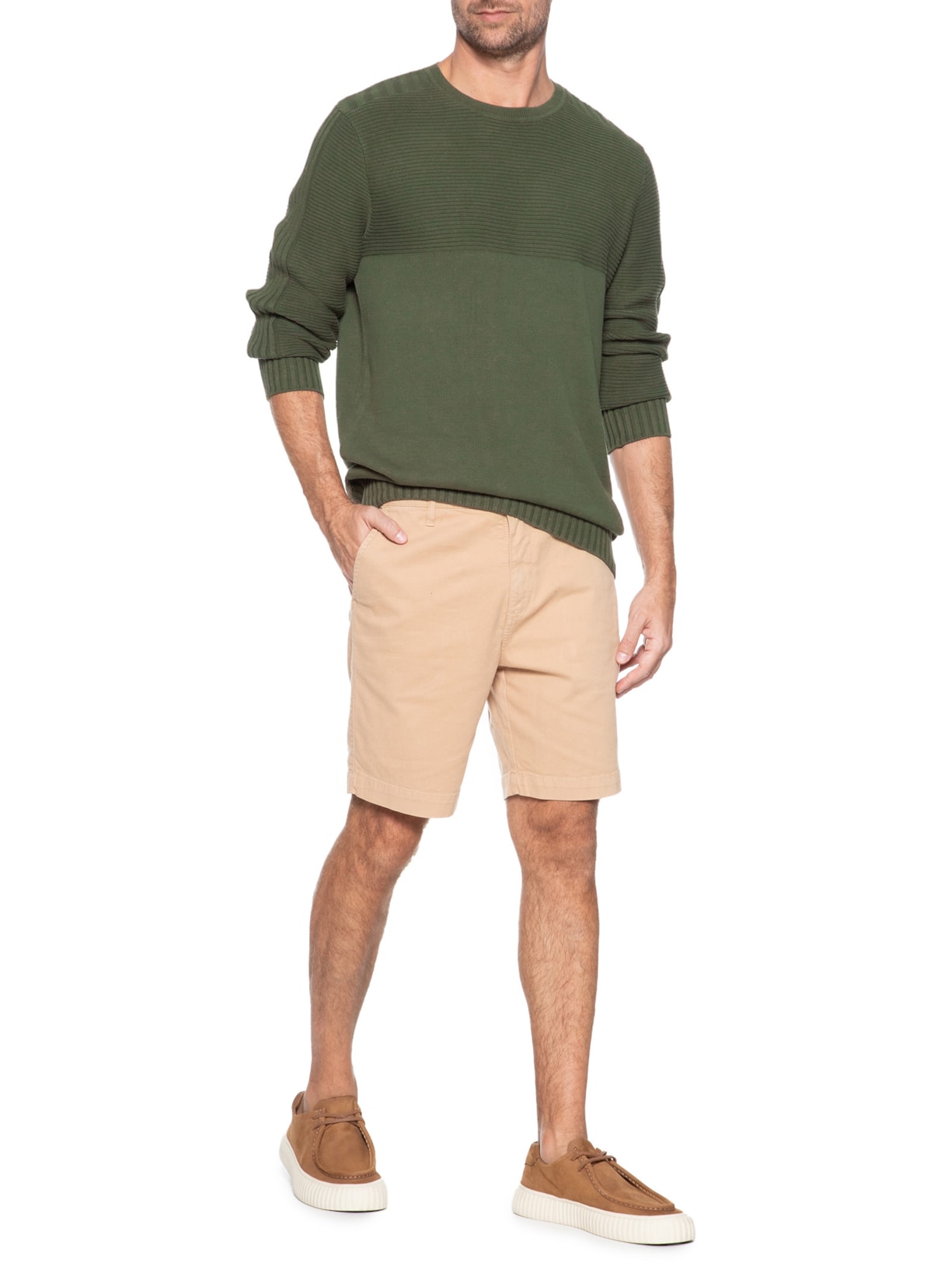 Suéter Masculino Tricot Texturas Verde Foxton