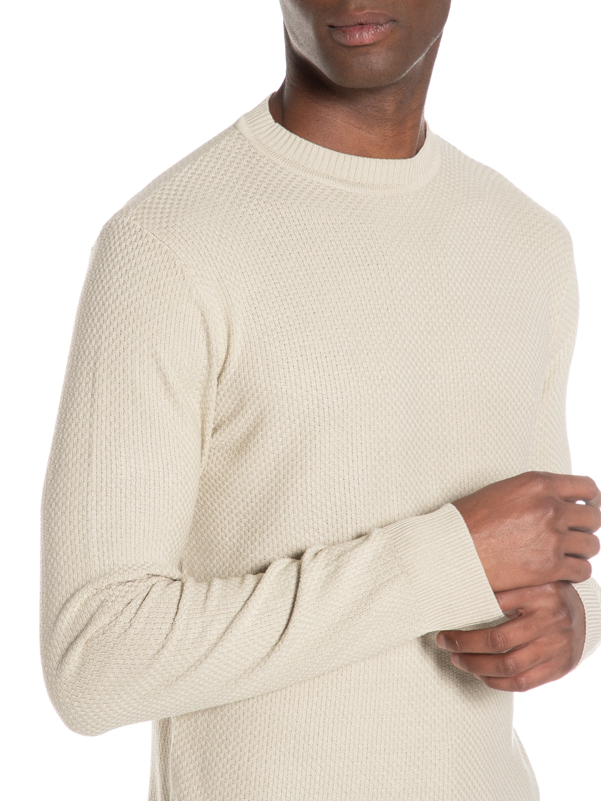 Suéter Masculino Tricot Texturizado Bege '2 Essential