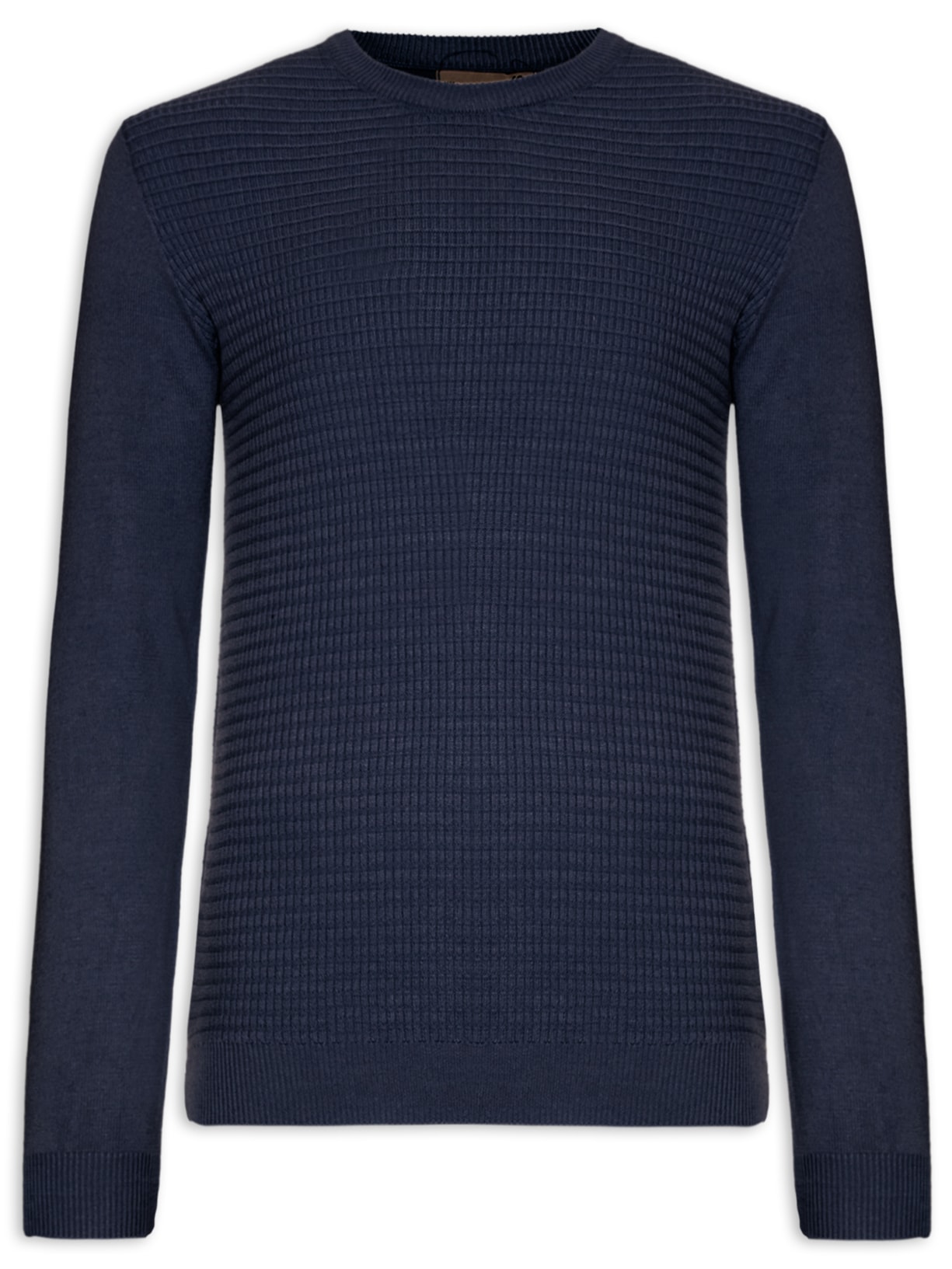 Suéter Masculino Tricot Texturizado Gola Careca - Azul