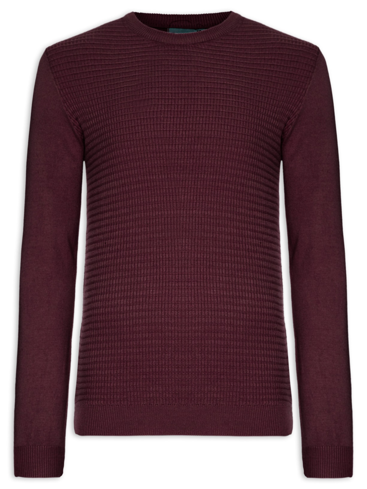 Suéter Masculino Tricot Texturizado Gola Careca - Vinho