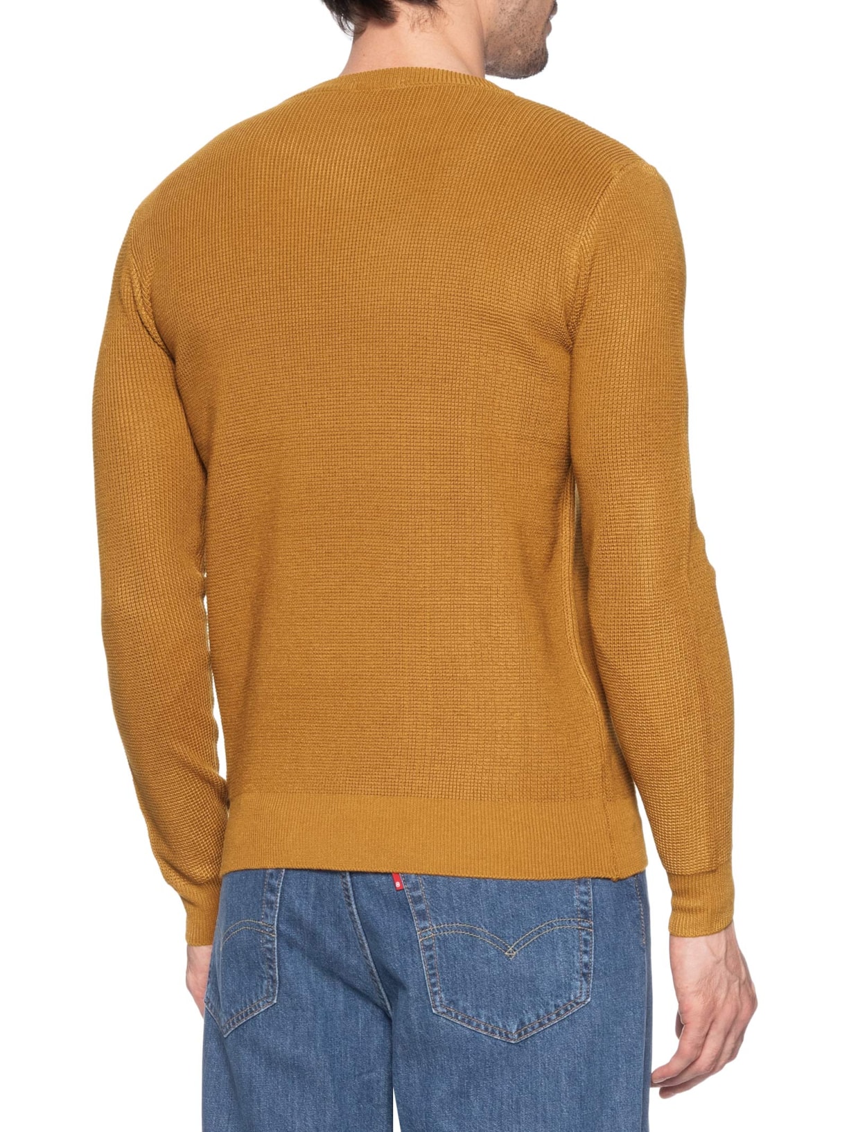 Suéter Masculino Tricot Texturizado Gola Redonda Amarelo Basiq Men