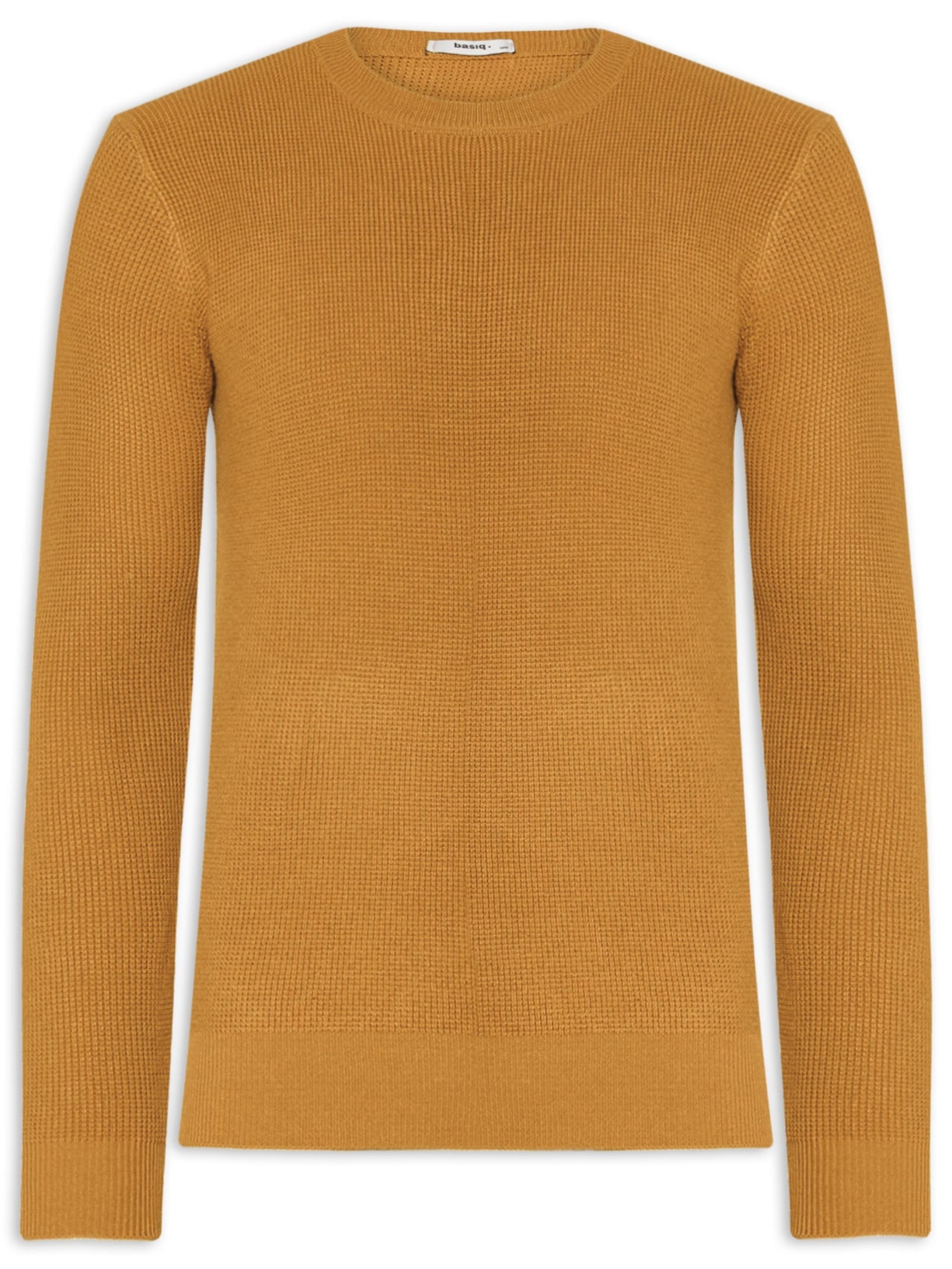 Suéter Masculino Tricot Texturizado Gola Redonda - Amarelo