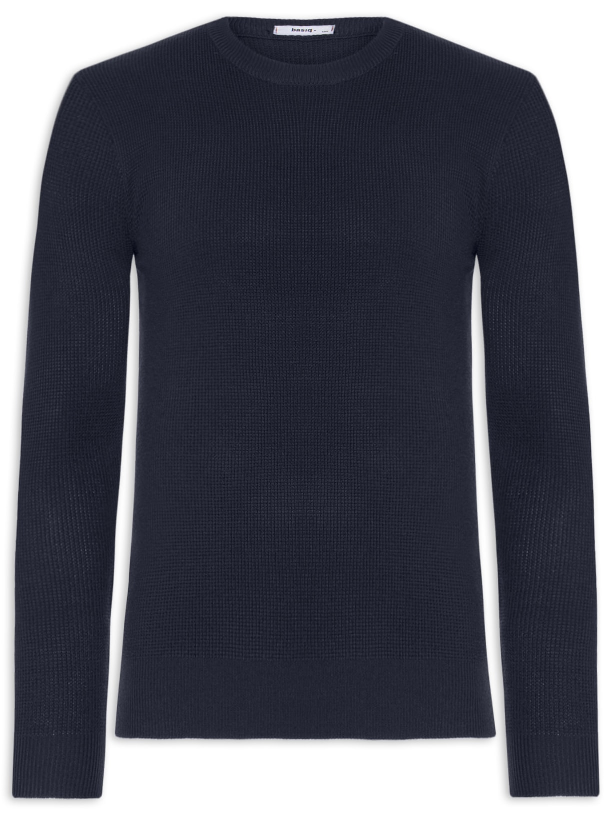 Suéter Masculino Tricot Texturizado Gola Redonda Azul Basiq Men