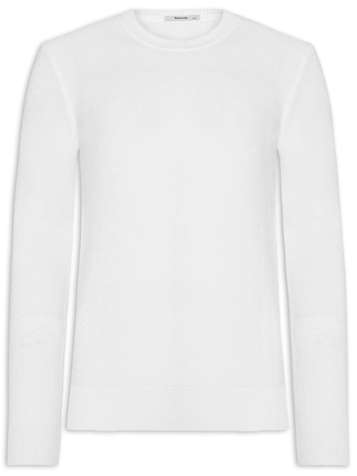 Suéter Masculino Tricot Texturizado Gola Redonda Branco Basiq Men
