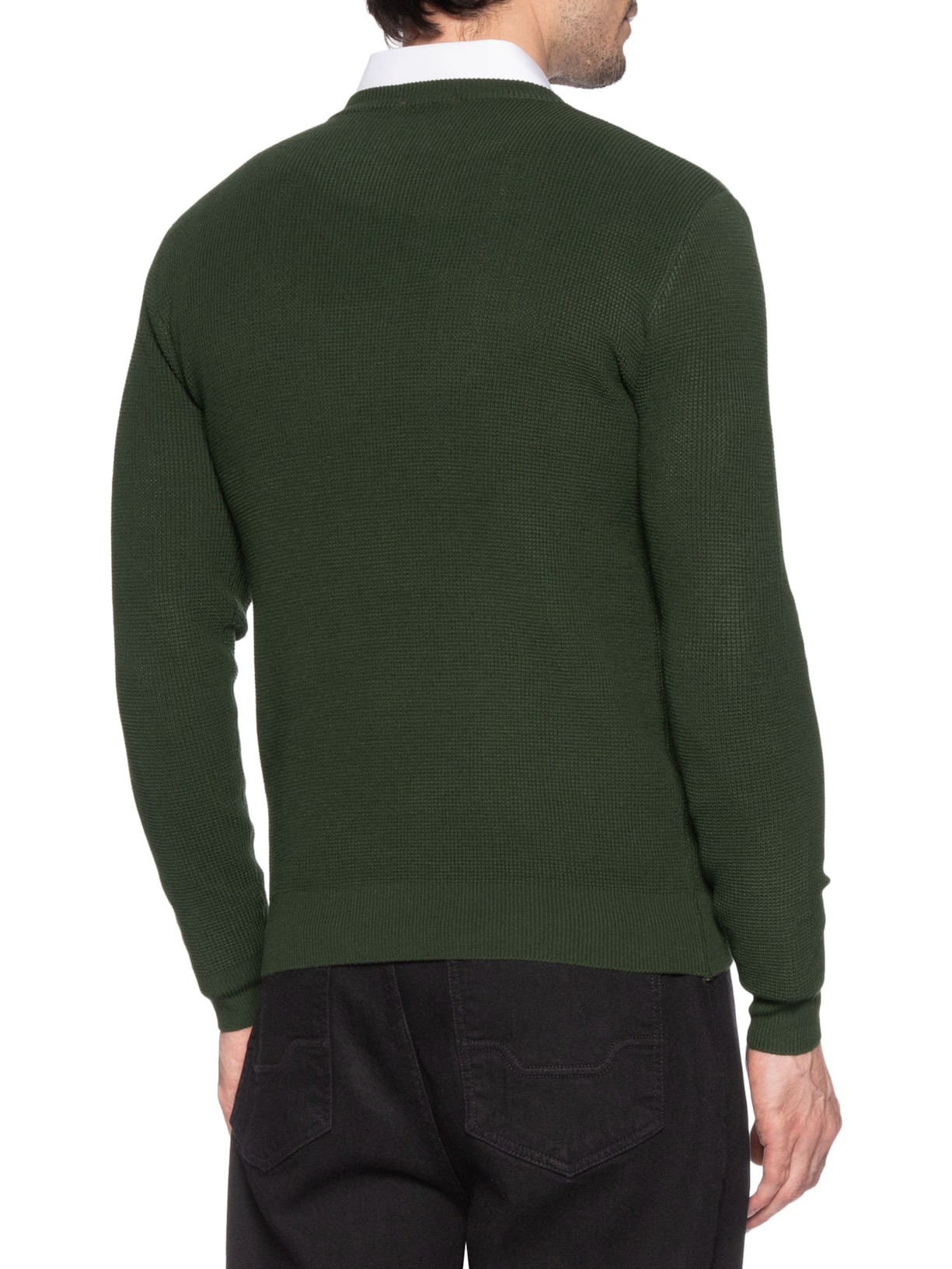 Suéter Masculino Tricot Texturizado Gola Redonda Verde Basiq Men