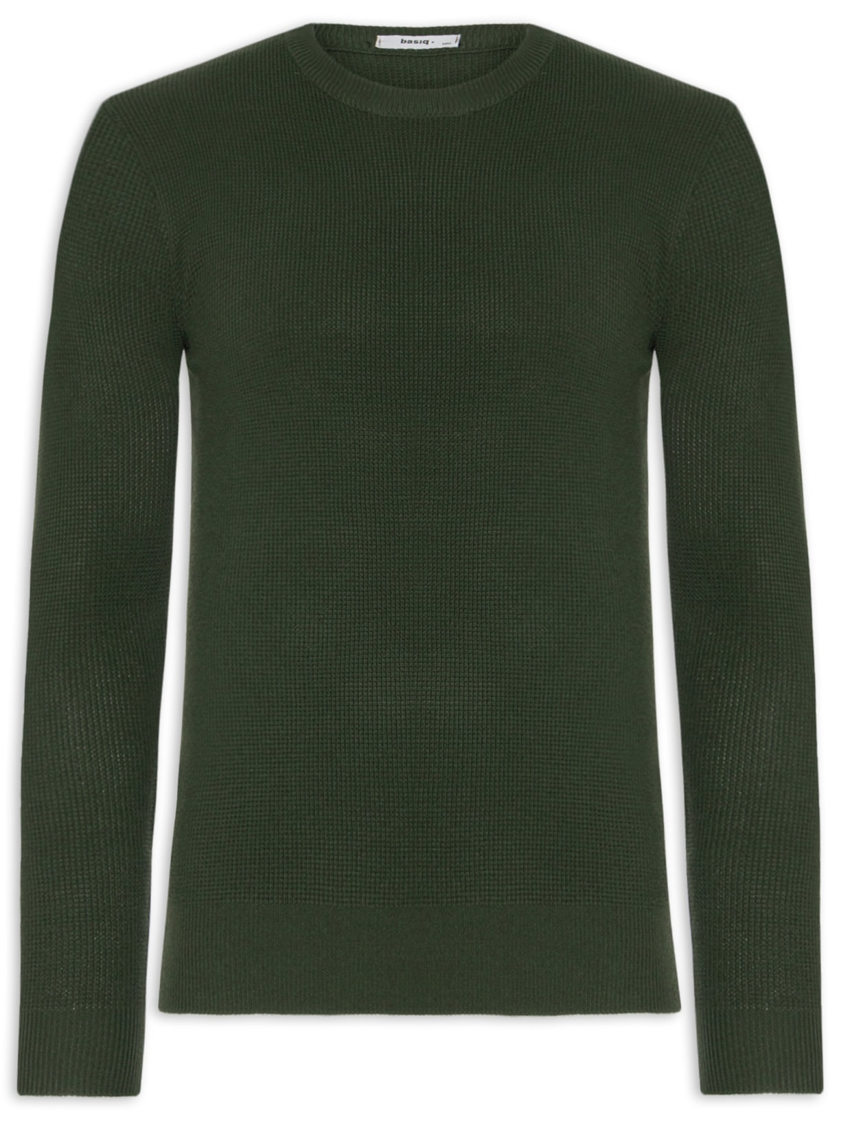 Suéter Masculino Tricot Texturizado Gola Redonda Verde Basiq Men