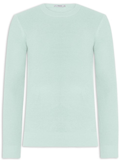 Suéter Masculino Tricot Texturizado Gola Redonda - Verde