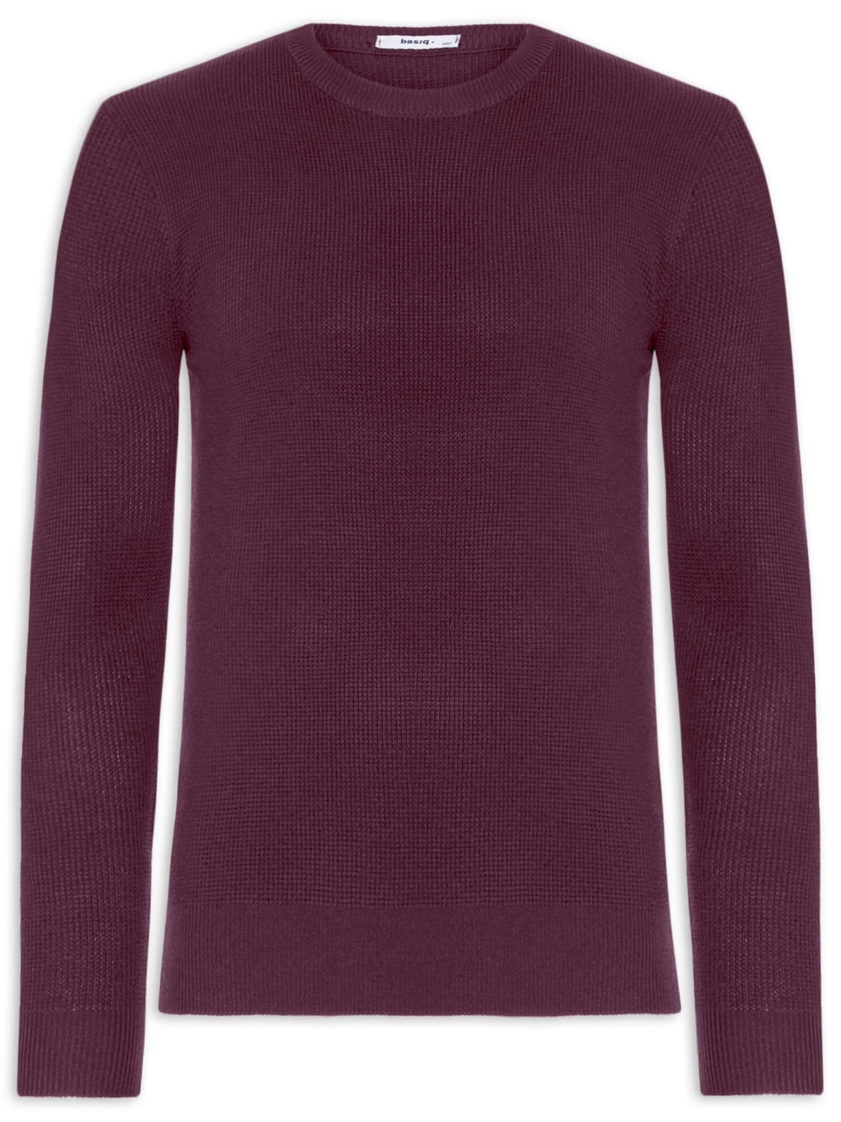 Suéter Masculino Tricot Texturizado Gola Redonda Vinho Basiq Men
