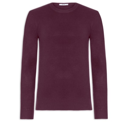 Suéter Masculino Tricot Texturizado Gola Redonda - Vinho