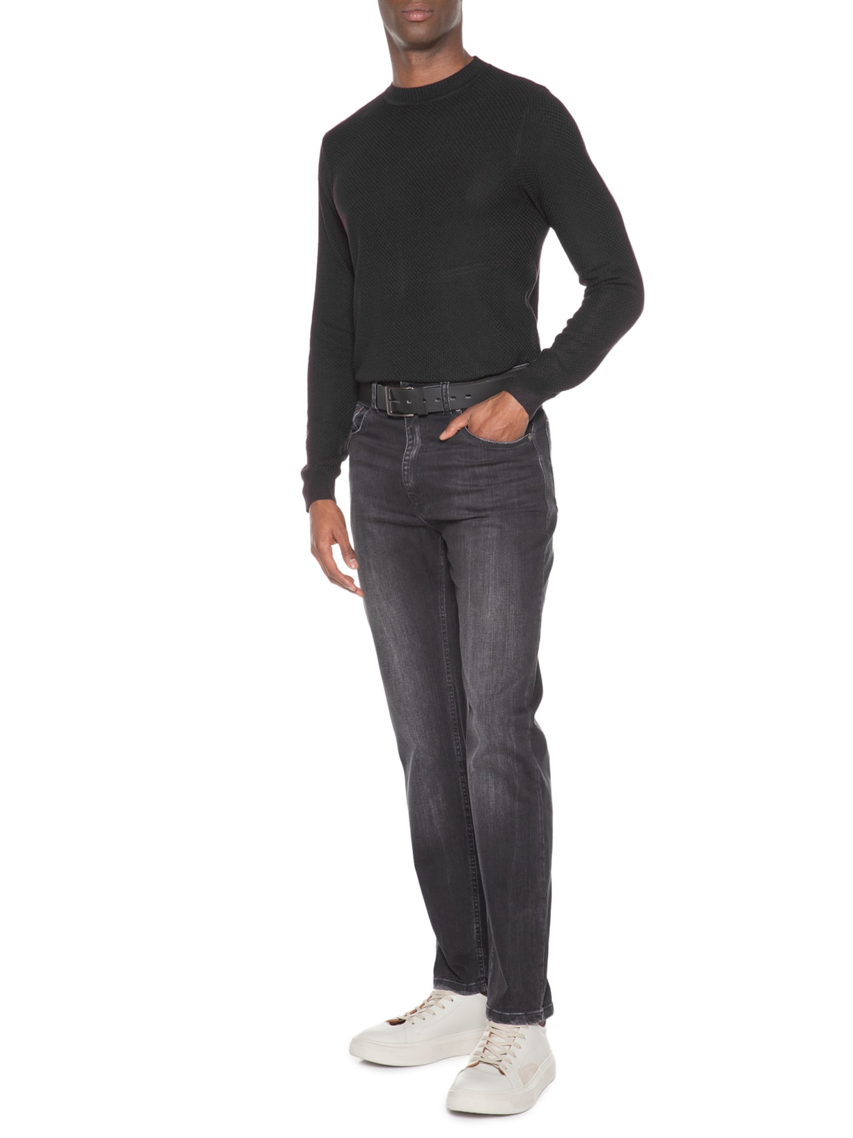 Suéter Masculino Tricot Texturizado Preto '2 Essential