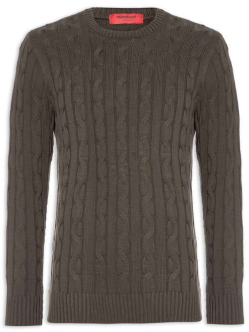 Suéter Masculino Tricot Trança Manga Longa - Verde