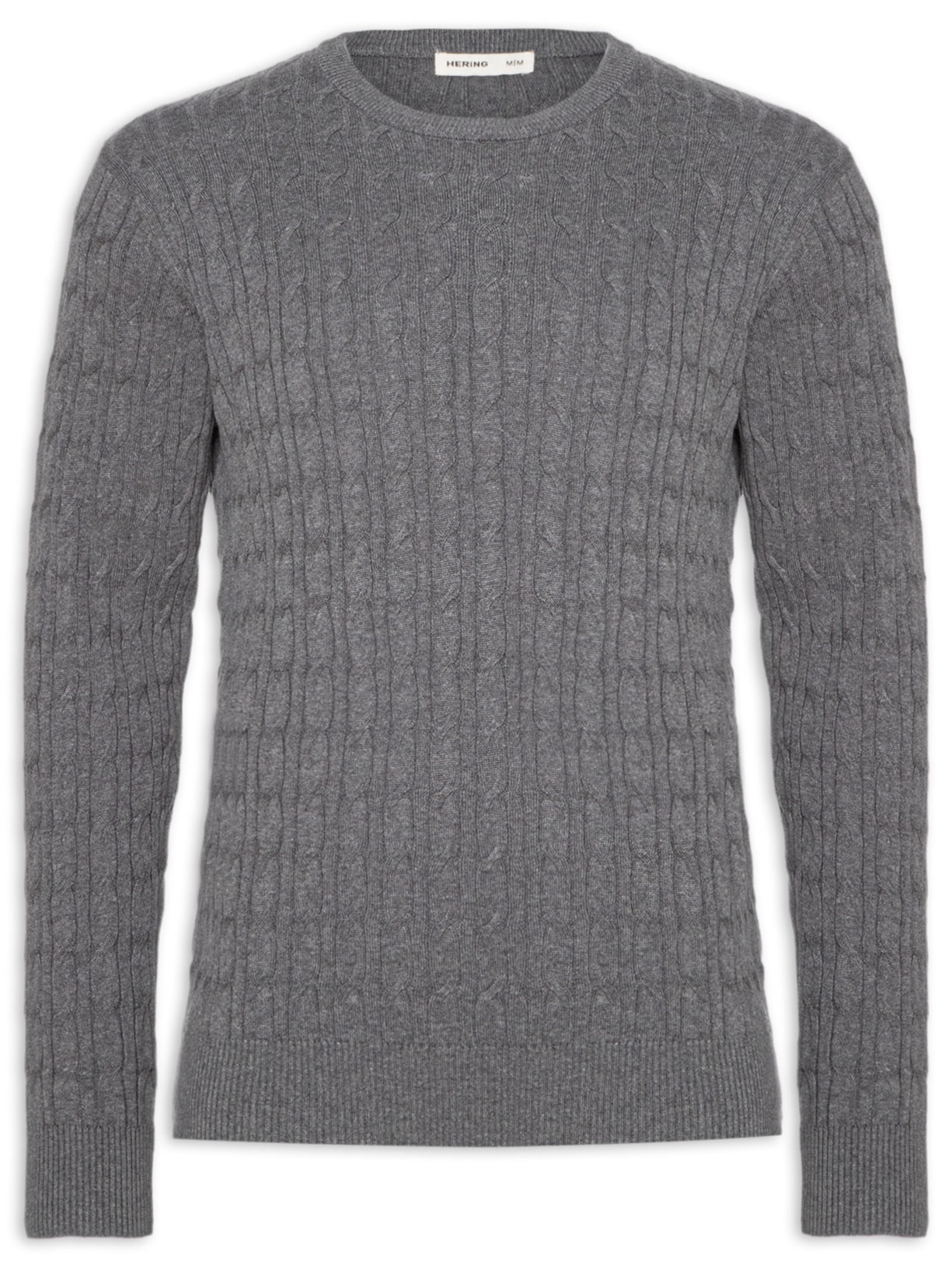 Suéter Masculino Tricot Trançado - Cinza