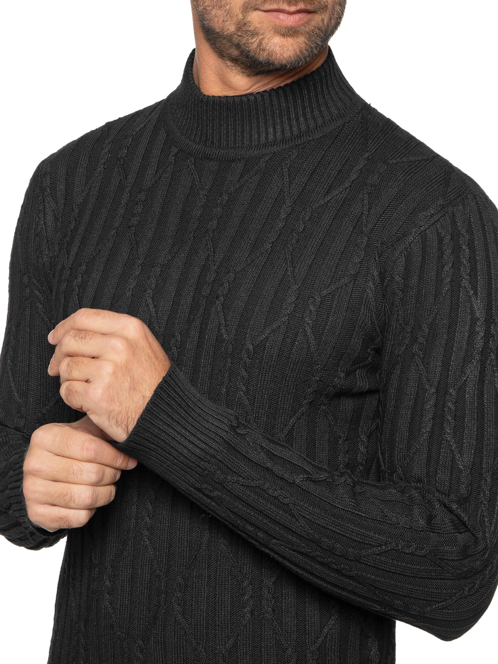 Suéter Masculino Tricot Trançado Gola Alta - Preto - Shop2gether