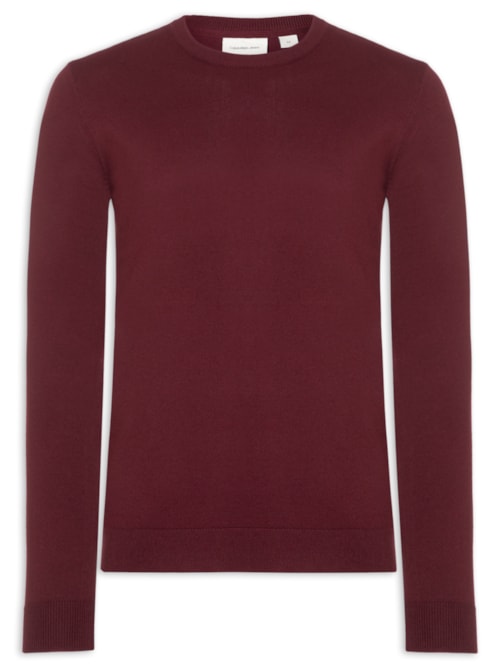 Suéter Masculino Tricot Viscose Com Logo - Vermelho