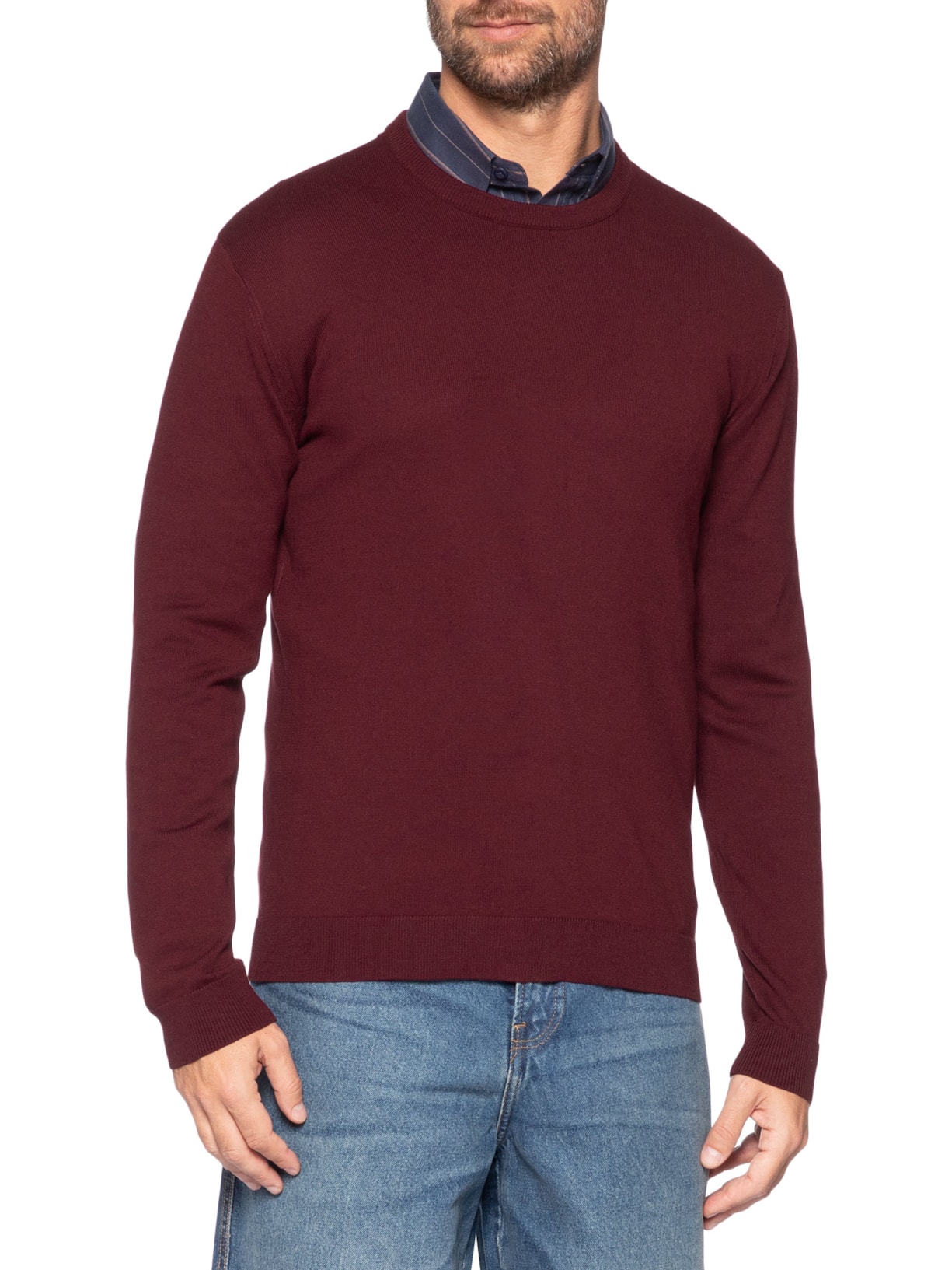 Suéter Masculino Tricot Viscose Com Logo Vermelho Calvin Klein Jeans