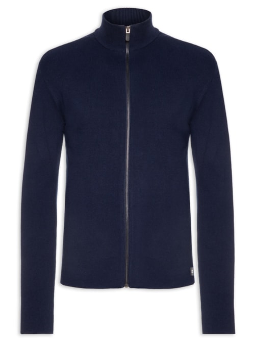 Suéter Masculino Tricot Zíper – Azul