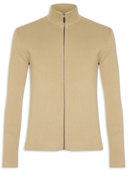 Suéter Masculino Tricot Zíper – Bege