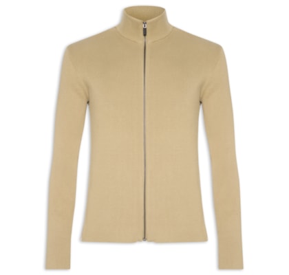 Suéter Masculino Tricot Zíper - Bege