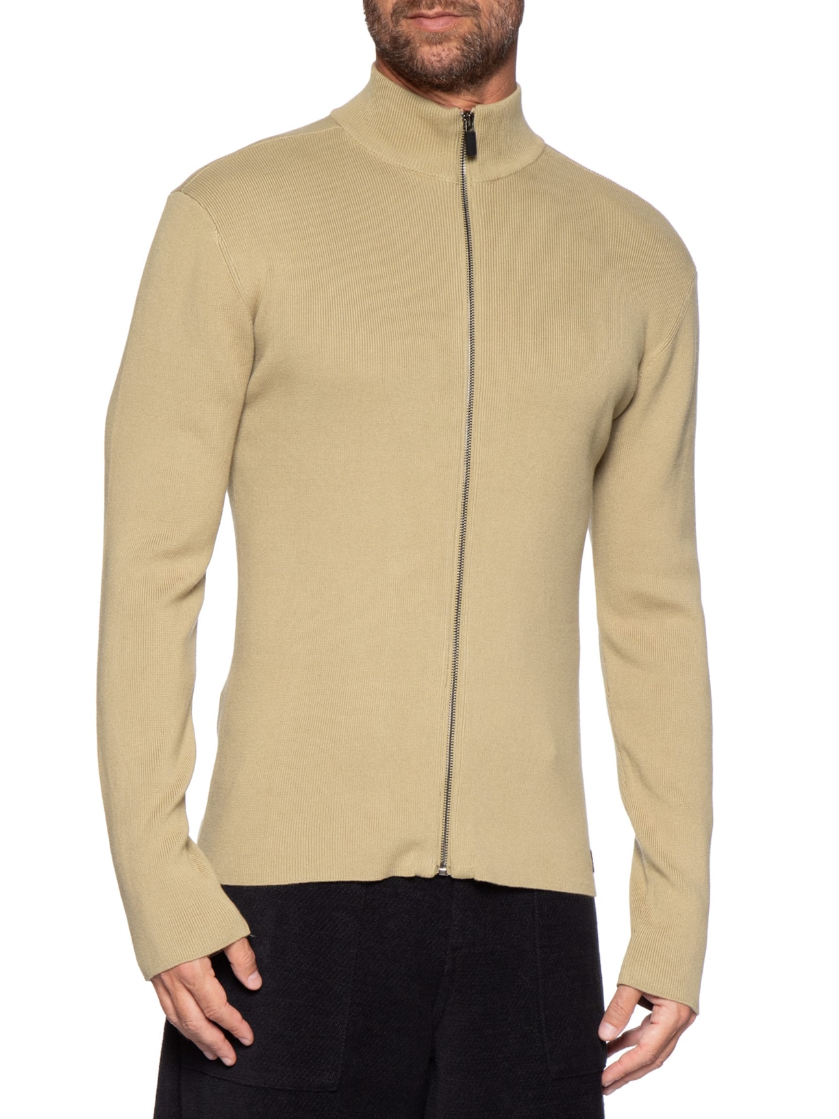 Suéter Masculino Tricot Zíper Bege Osklen