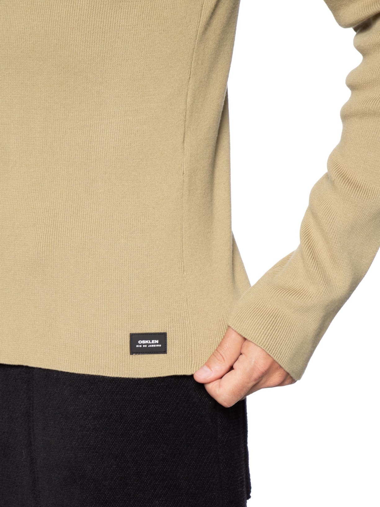 Suéter Masculino Tricot Zíper Bege Osklen