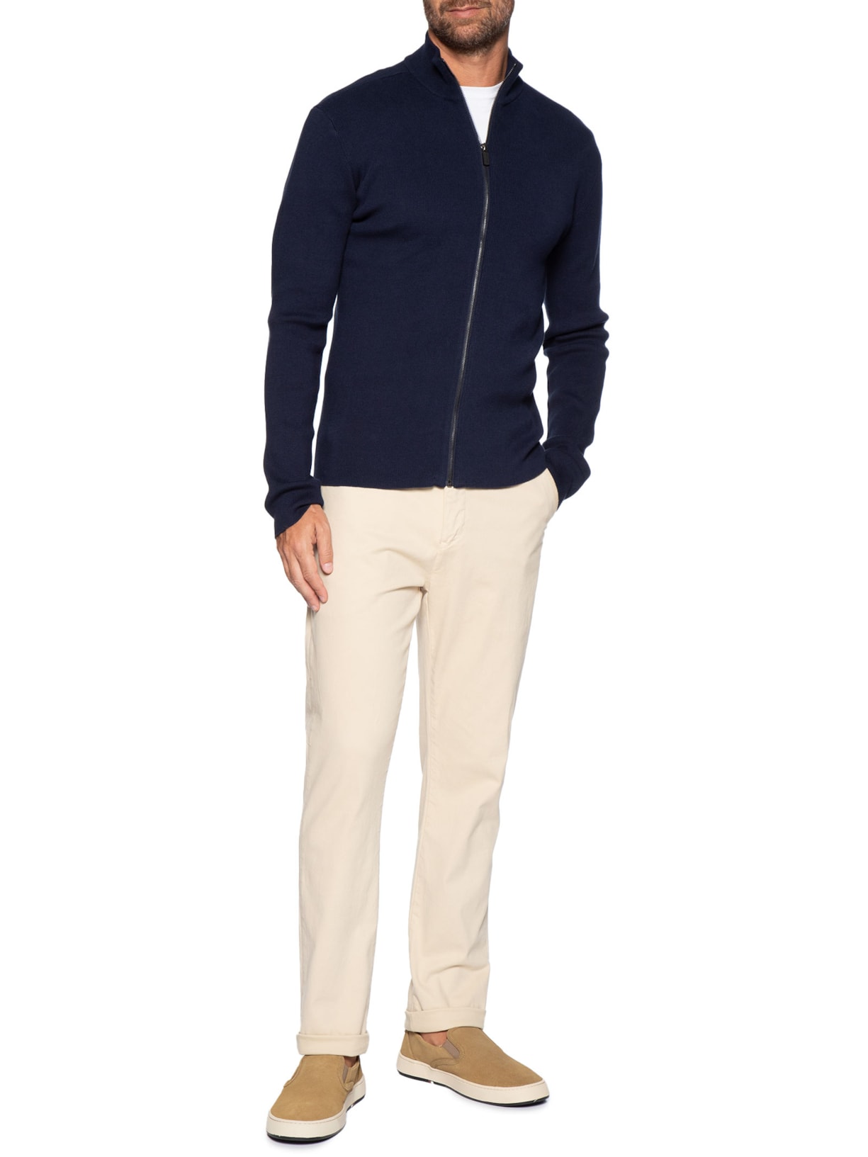 Suéter Masculino Tricot Zíper – Azul Osklen