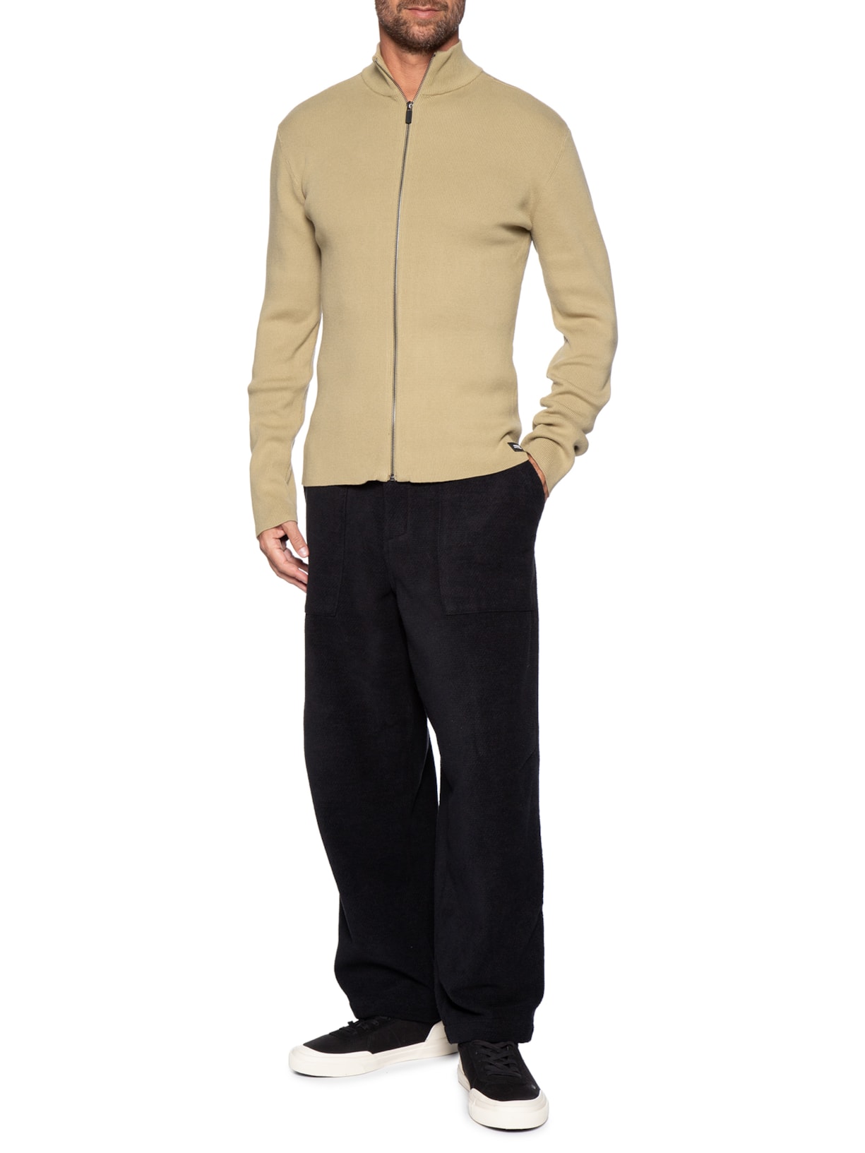 Suéter Masculino Tricot Zíper – Bege Osklen