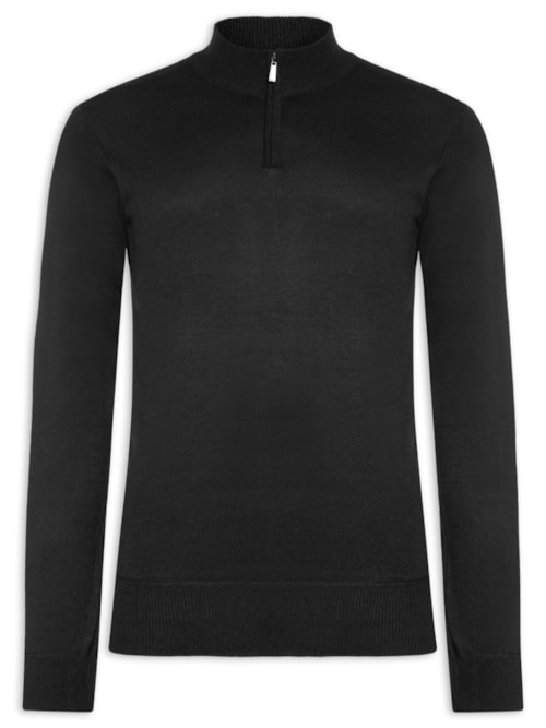 Suéter Masculino Zíper - Preto