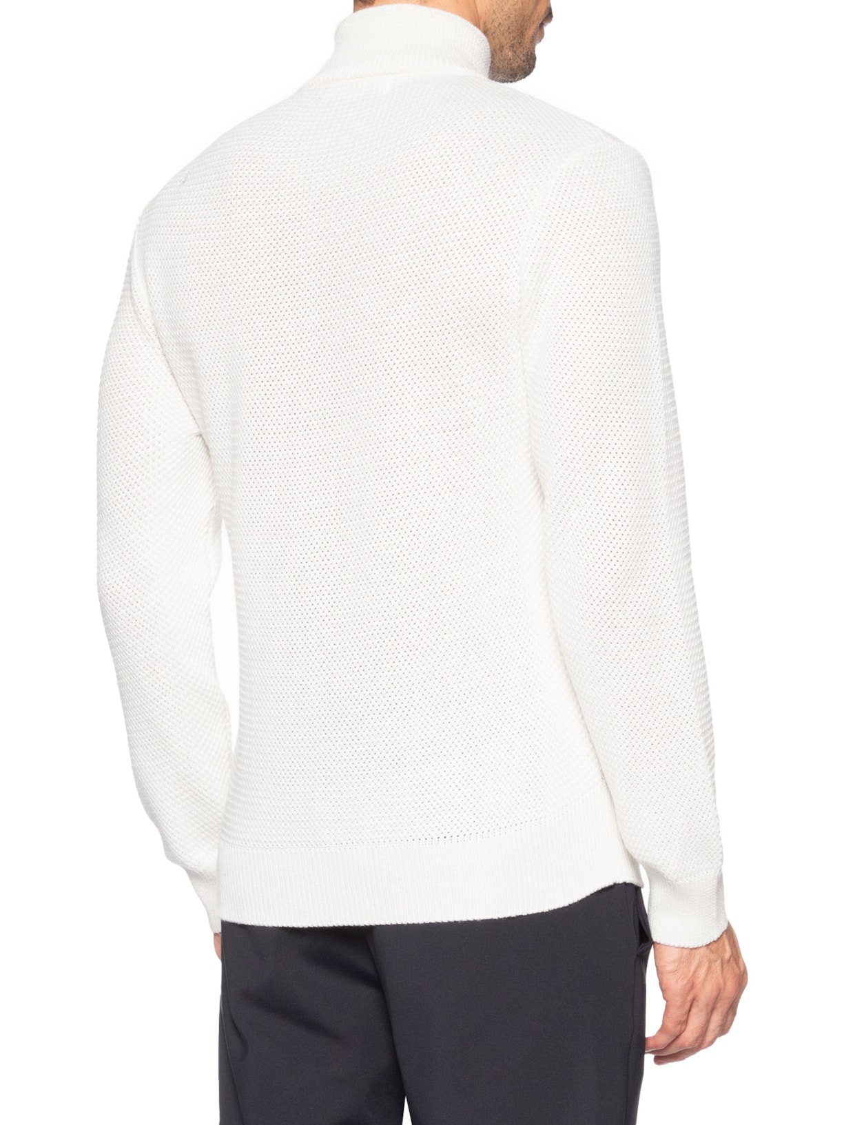 Suéter Tricot Camurça Meio Botão Branco Sergio K