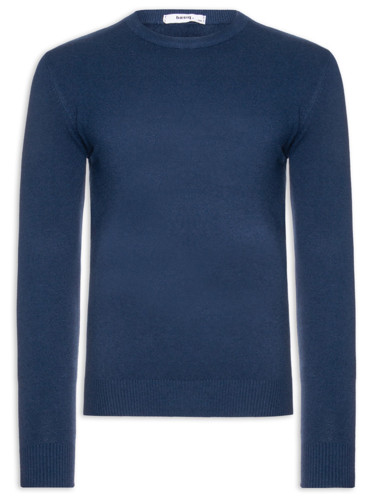Suéter Tricot Masculino Básico Gola Redonda Azul Basiq Men
