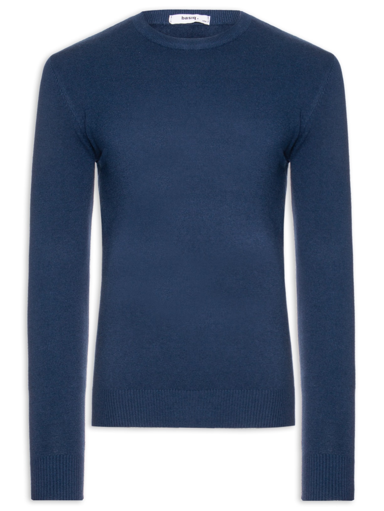 Suéter Tricot Masculino Básico Gola Redonda Azul Basiq Men