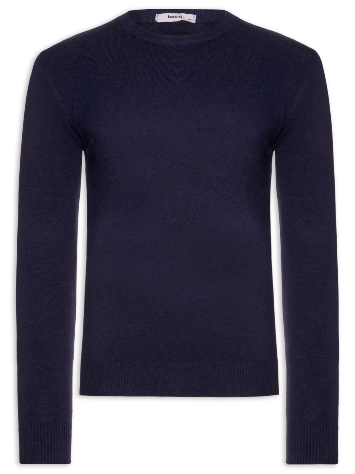 Suéter Tricot Masculino Básico Gola Redonda Azul Basiq Men