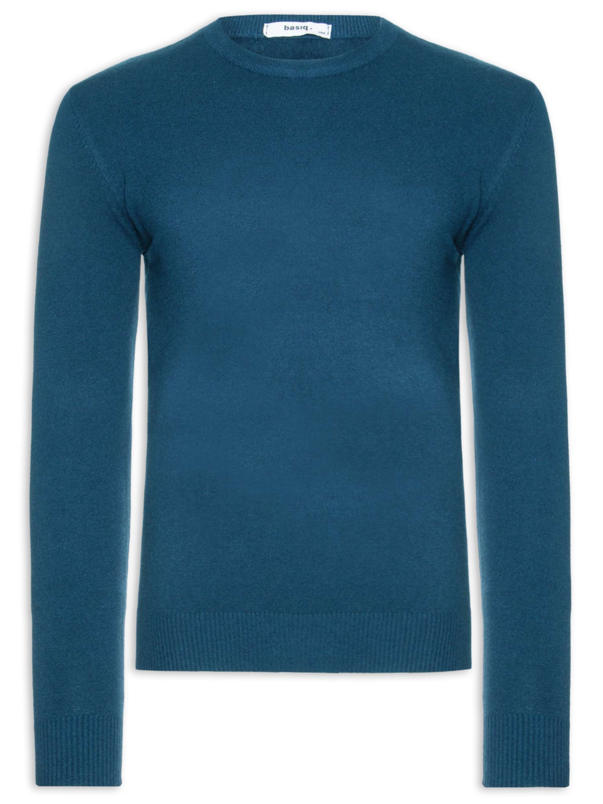 Suéter Tricot Masculino Básico Gola Redonda Azul Basiq Men