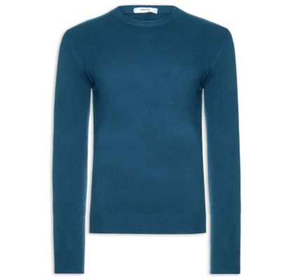 Suéter Tricot Masculino Básico Gola Redonda - Azul