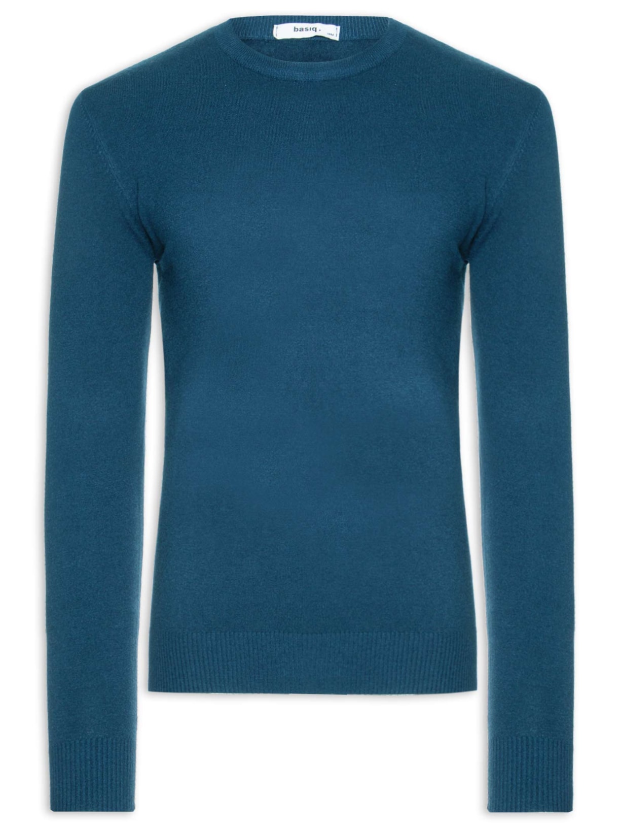 Suéter Tricot Masculino Básico Gola Redonda Azul Basiq Men