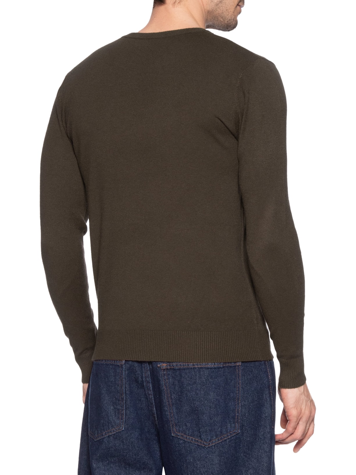 Suéter Tricot Masculino Básico Gola Redonda Bege Basiq Men