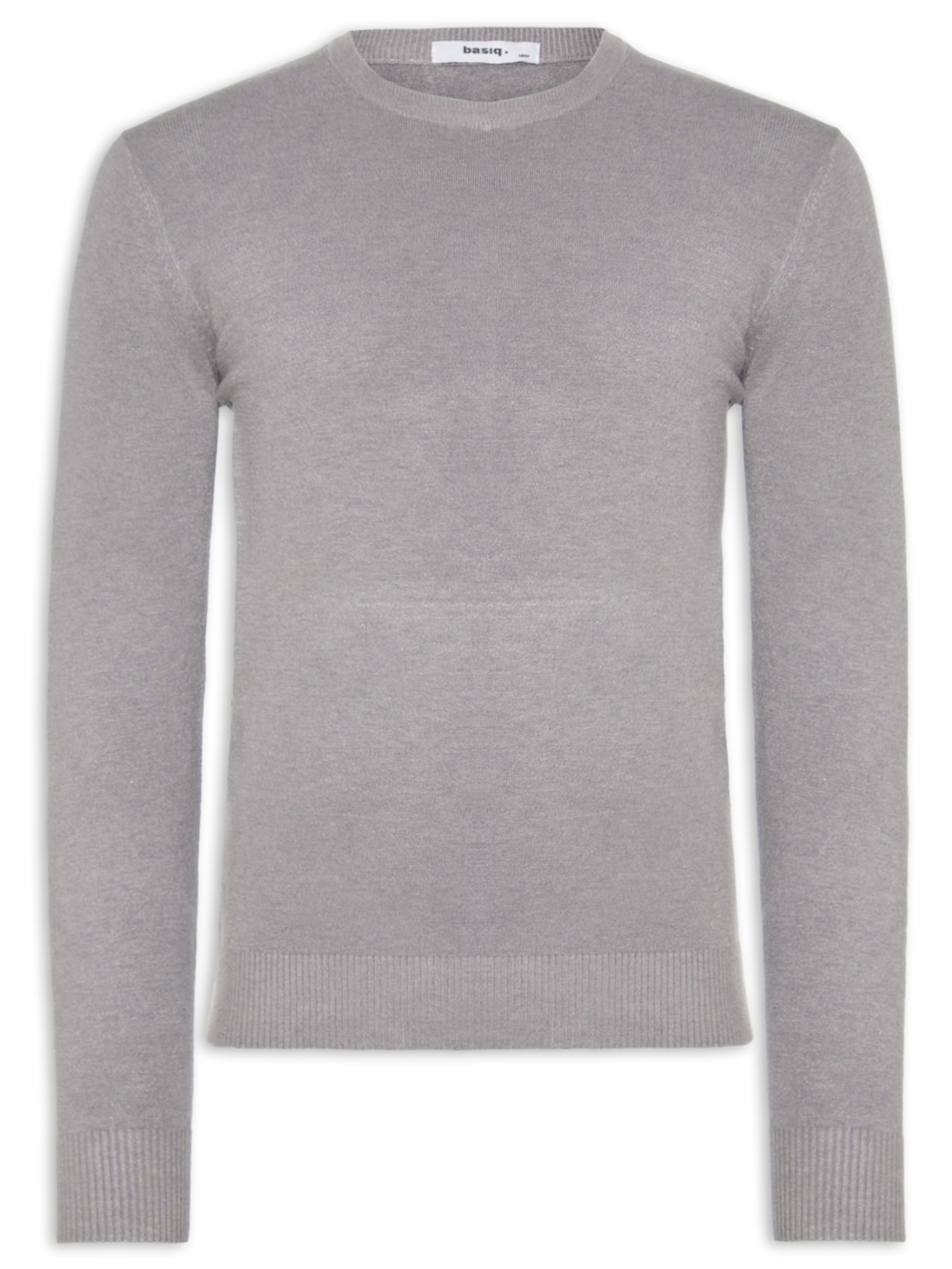 Suéter Tricot Masculino Básico Gola Redonda - Cinza